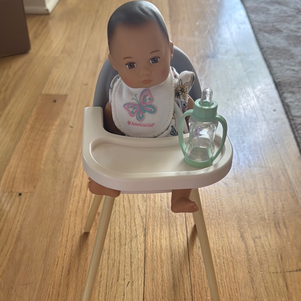 American Girl Babysitting Doll with High Chair and Bottle